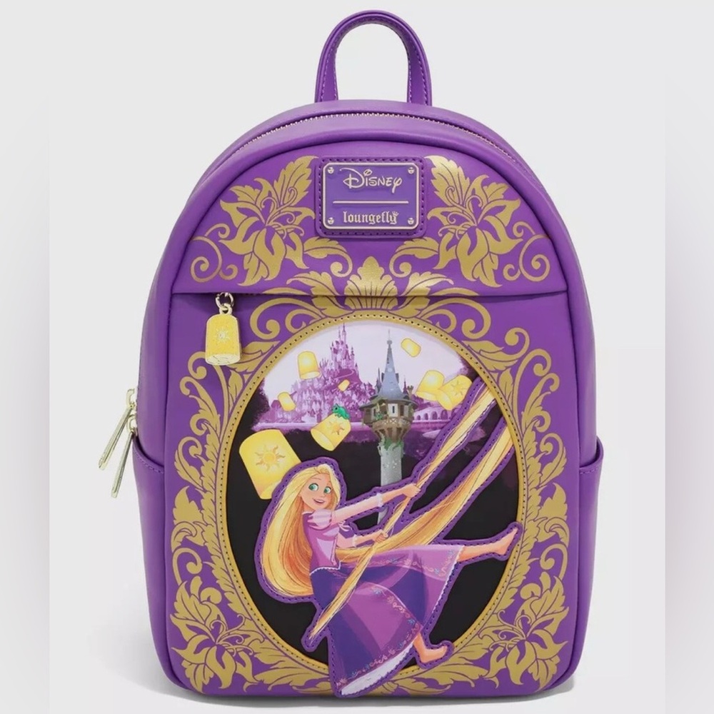 Loungefly Disney Tangled Rapunzel Purple and Gold Lantern Mini Backpack